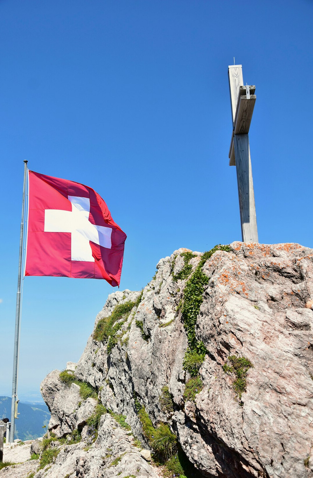 swiss flag and documents
